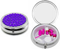 Set of 2 Circular Triple-Compartment Pocket Purse Pill Box & Organizer with Insert (Amethyst Gemstones)