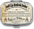 Metal 2 Compartment Pill Organizer Travel Friendly Portable Compact Pill Box Cute Pill Case to Hold Vitamins/Fish Oil/Supplements/Meds/Tablet for Purse/Pocket (Vintage Skull Label)