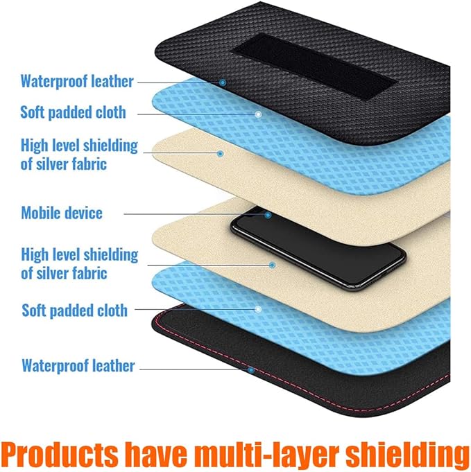 Faraday Pouch for Car Keys, Signal Blocking RFID Faraday Bag Cage, Anti-Theft Key Fob Pouch Protector (Large)