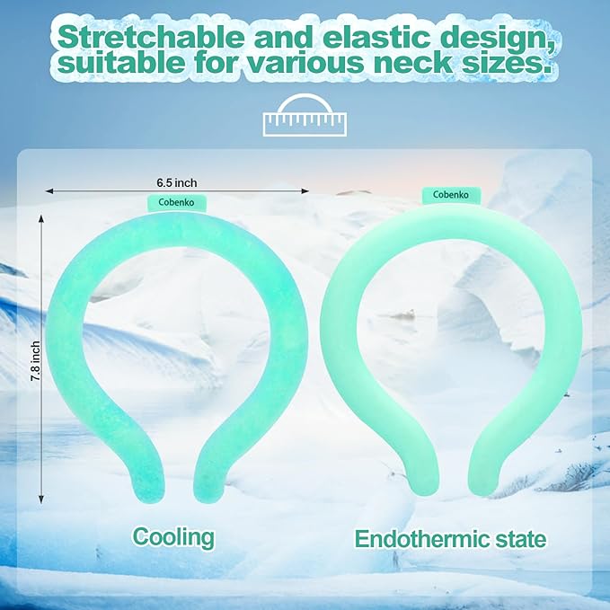 Cooling Neck Wrap with Insulated Bag, Reusable Ice Neck Ring & Body Cooler for Summer Heat, Wearable Cooling Tube Maintains 18°C/64°F for Outdoor, Sports, Travel (Green)
