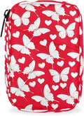 Heart Butterfly Red Pill Case Everyday Travel, 7 Day Weekly Medicine Pill Box Compact Portable Pills Bottle Organizer with Zipper for Daily Vitamin Medicine Holder Bottle Organizers Bag