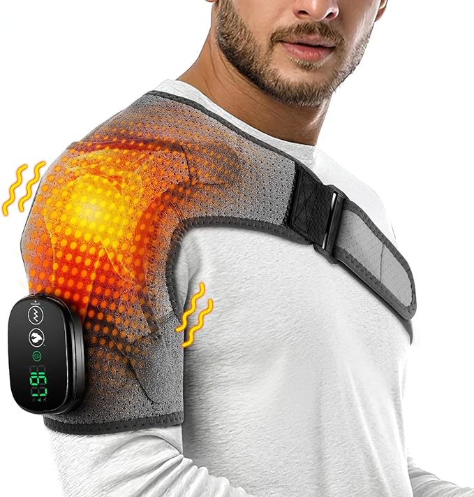 Shoulder Heating Pad Cordless, FSA Eligible Items List Shoulder Massager for Pain Relief Deep Tissue, Heated Shoulder Brace Wrap HSA Approved Products Only