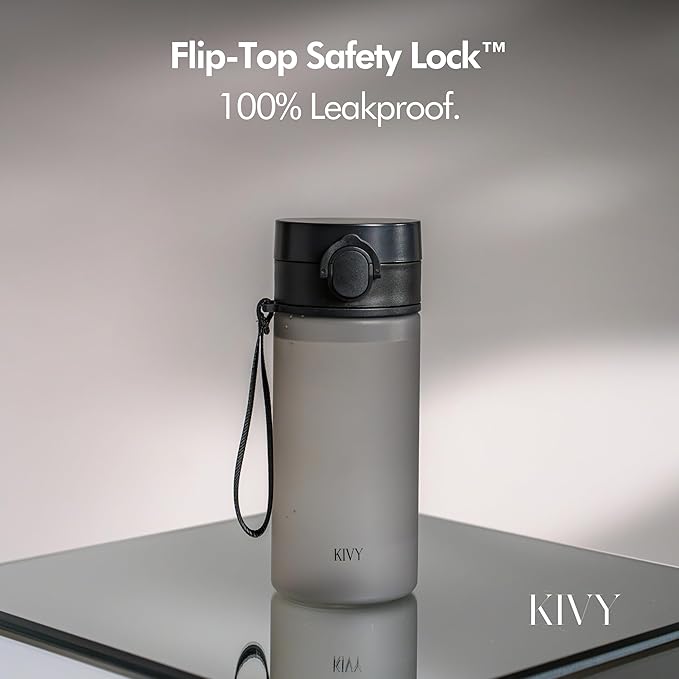 KIVY Slim Water Bottle 22oz with Leakproof Flip Lid [Lightweight & Shatterproof] - Small Drinking Waterbottle - Tritan Bottle Without Straw for School, Sport & Travel - Drinking Bottle - BPA Free