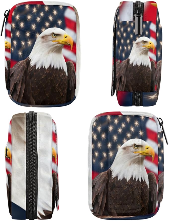 American Flag Eagles Travel Pill Organizer Bag Portable Weekly Pill Box Travel Medicine Organizer 7 Day Pill Case with Zipper for Daily Travel Family Business