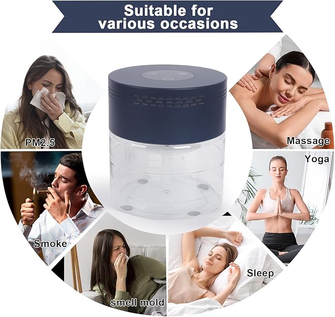 Water Air Purifiers for Home, Water Based Air Purifiers, Quiet 3-Speed Air Washer Aroma Diffuser, 8-Color Light Air Revitalizer, 24H Auto Shut-off Humidifier for Bedroom, Office, Living room, Pet