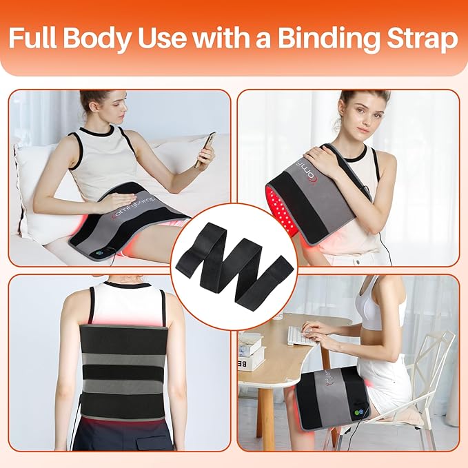 Comfytemp 24’’ x 12’’ Red Light Therapy Pad for Body, Wearable Near Infrared Light Therapy Wrap with Timer, 242 LEDs Large Light Pad for Back Joint Muscle, 660nm & 850nm, 32W