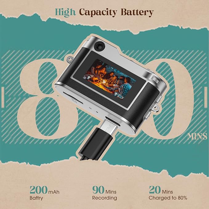 Mini Digital Camera, Keychain Camera 1080P HD with 2MP Lens, Flash, Video Recording, 32G Card Included, Portable and Compact Retro Vlog Camera for Travel, Kids, Black