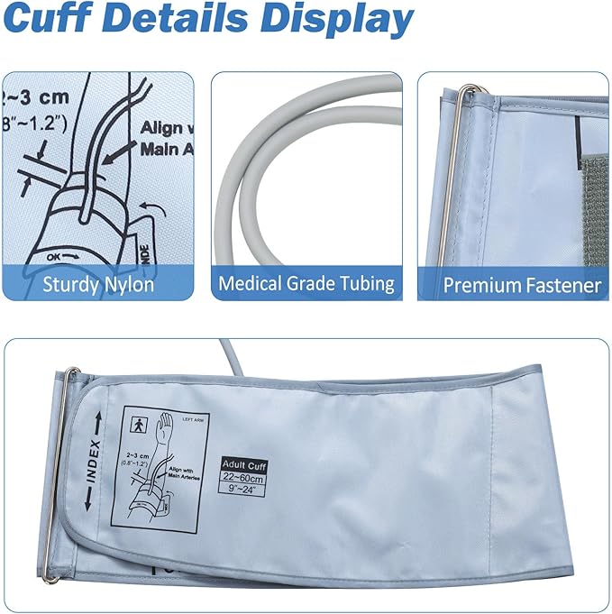 XXL Blood Pressure Cuff 9”-24” (22-60CM) Compatible with Most Automatic Blood Pressure Monitors, Extra Large BP Replacement Cuff for Big Arms - Includes 6 Connectors