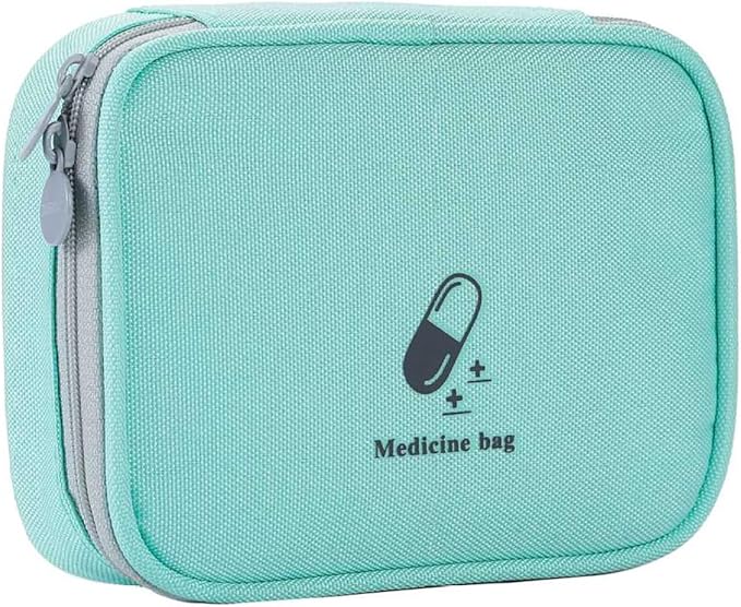 Small Empty First Aid Bag, Compact Travel Medicine Pouch Double Zippers Cute Pill Pocket for Travel Home,Green