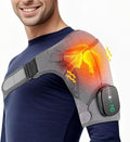 Cordless Shoulder Heating Pad, Heated Shoulder Brace for Men Women Rotator Cuff Pain Relief, Heated Shoulder Wrap with 3 Heat Levels and 3 Vibration Modes for Shoulder Discomfort Relief (Grey)
