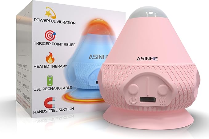 Vibrating Massage Ball with Heat & Suction Cup, Self-Massage Tool for Deep Tissue Muscle Relief, Hands-Free Physio Recovery for Back, Neck, Legs, Portable Heated Trigger Point Massager
