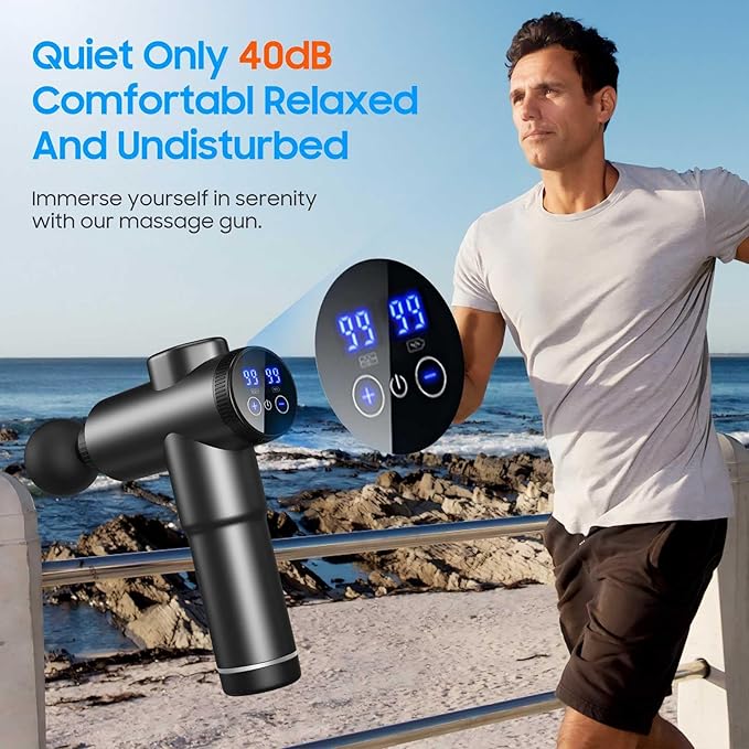 Massage Gun – Deep Tissue Muscle Massager for Pain Relief & Recovery, Massage Gun with Heat, 9 Massage Heads, Carrying Case, Handheld Electric Percussion Massager,
