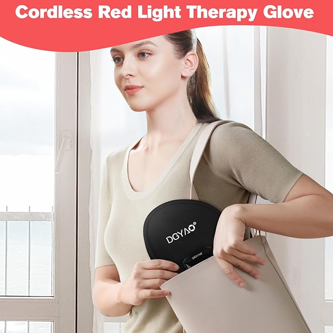 Cordless Infrared Red Light Gloves for Hand Comfort – 4000mAh Rechargeable Battery, Portable LED Light Mitten Pad Device for Hands, Fingers, Palms Home & Travel Use