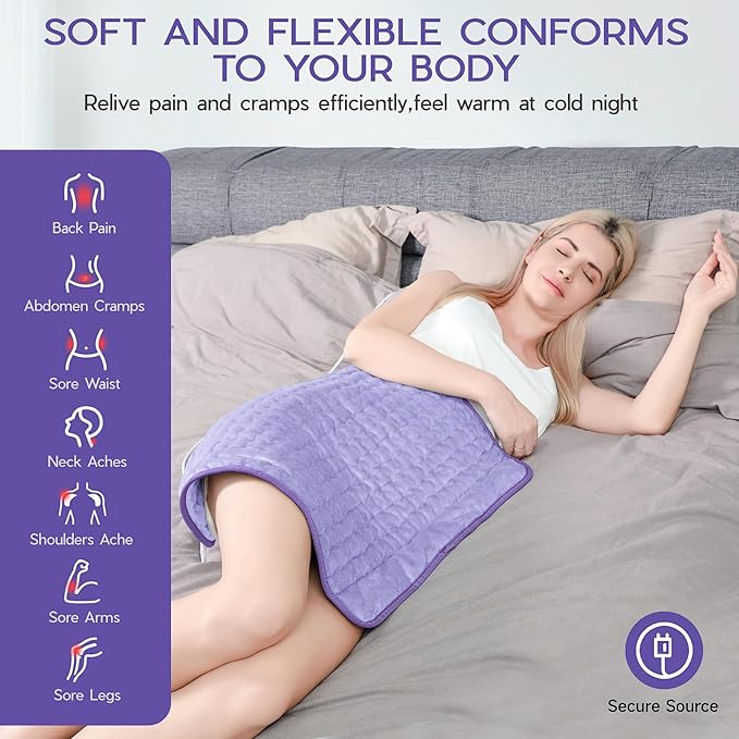 Heating Pad for Back Pain & Cramps Relief, Electric Heating Pad for Neck/Shoulders/Legs/Arms/Knee, Dry&Moist Heating Pads, 6 Heat Settings, Auto Off, Machine Washable, Gifts for Women(20''x24'')