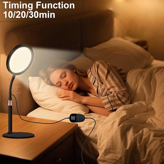 Light Therapy Lamp, UV-Free 10000 Lux Light Therapy Desk Lamp with 360° Gooseneck & 9 Brightness Happy Therapy Light for Lift Mood