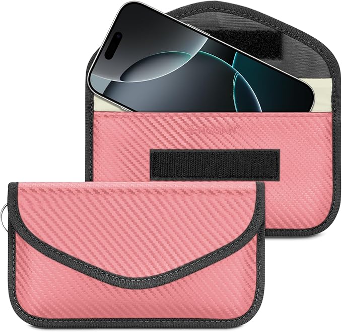 TICONN 2PK Faraday Bags for Car Keys Fob, 7.75"X4.25" Faraday Cage Protector, Car RFID Signal Blocking, Anti-Theft Pouch Anti-Hacking Case Blocker (Pink, L)