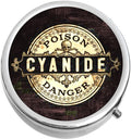 NewCharms Vintage Label Poison Cyanide Danger Medicine Pill Box - 3 Compartments