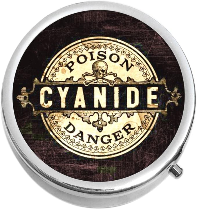 NewCharms Vintage Label Poison Cyanide Danger Medicine Pill Box - 3 Compartments