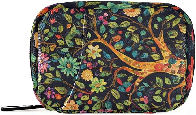 Tree of Life Flower Cute Pill Organizer Weekly Travel Pill Box 7 Day Large Capacity Pill Dispenser Case with 8 Pill Container Daily Pill Box Organizer Vitamin Holder Pill Bottle Organi