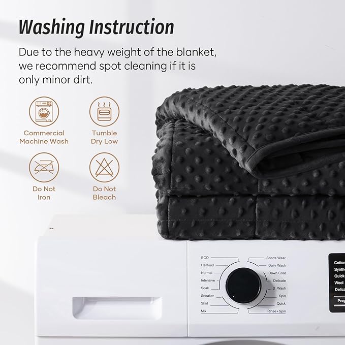 Wemore Minky Dot Weighted Blanket for Adults King Size 15 lbs, Soft Cozy Heavy Blanket for Bed and Couch, Breathable Blanket for All-Season with Glass Beads, Black 80 x 87 inches
