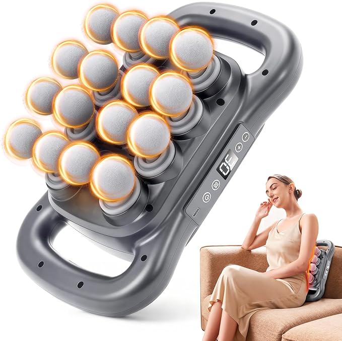 16 Head Massage Gun, Deep Tissue Relief with 9 Modes,Quiet Percussion Massager for Neck/Back/Leg Pain, Muscle Massager for Athletes Office Workers