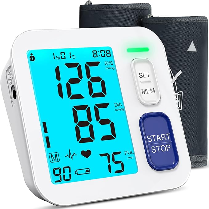 Blood Pressure Monitors for Home Use, 9-17'' & 13-21'' Extra Large Blood Pressure Cuff Upper Arm, Oversized Operation Button &Large Backlit LCD, Automatic BP Machine with USB Cable and 4 AAA Batteries