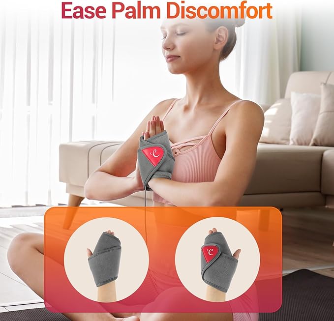 Comfytemp Hand Heating Pad for Carpal Tunnel, Arthritis, Tendonitis, Muscle Strain & Joint Stiffness Relief Heated Wrist Wrap for Mom Dad, Wearable Adjustable Heat Pad for Pain Relief