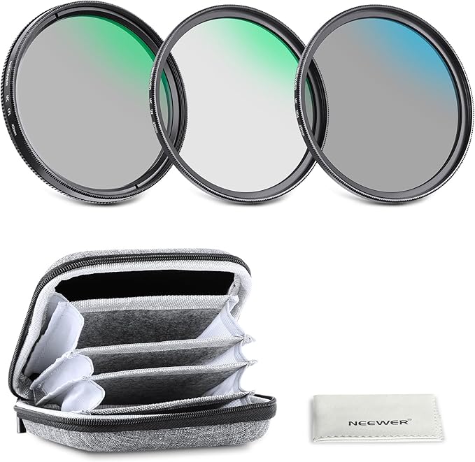 NEEWER 49mm UV/CPL/ND Lens Filter Kit with Hard Shell Storage Case, Multicoated Optical Glass & Aluminum Alloy Frame, UV + Circular Polarizer (CPL) + Neutral Density (ND4) Filter for Camera Lens