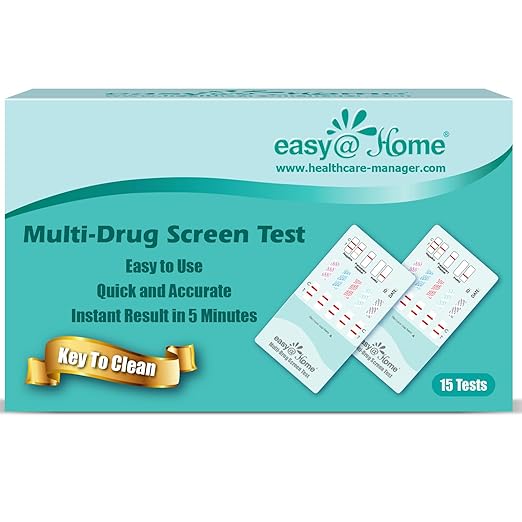 Easy@Home 5 Panel Home Test Kit - Urine Dip Card Drug Testing - Tests for THC, COC, OPI2000, mAMP/MET, BZO #EDOAP-654-15 Pack