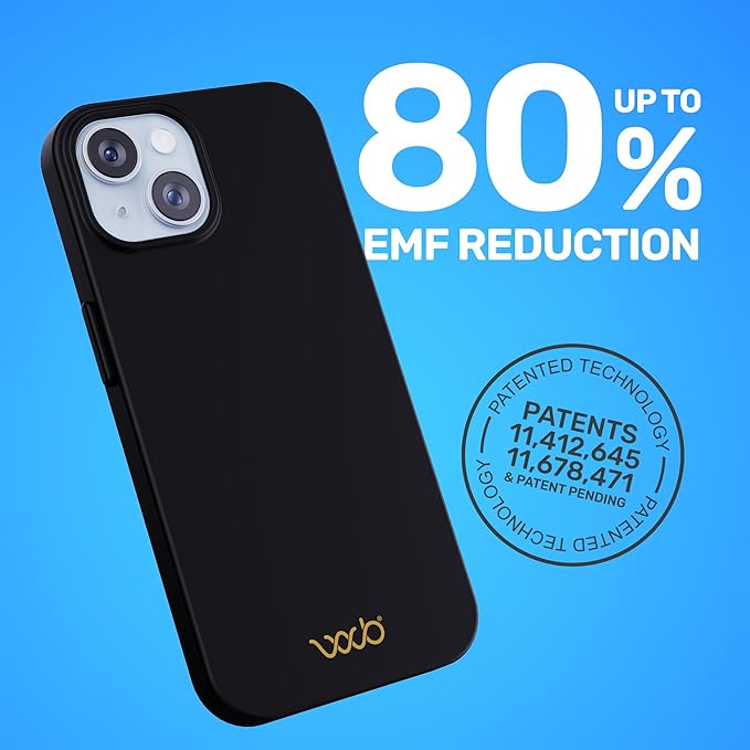 WAVEBLOCK EMF Protection Silicone iPhone Case Compatible with iPhone 15, Radiation Blocker, 5G Shield Reduction, Lightweight, USA Patented and Tested in FCC Lab, Black