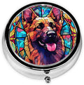 German Shepherd Dog Art Small Box for Pill,3 Compartment Pill Case Travel Medicine,Portable Pocket or Purse Pill Organizer Container Holder Hold Vitamins, Medication, Fish Oil Supplements
