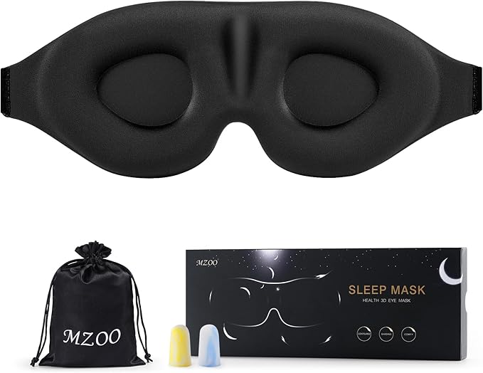 Sleep Eye Mask for Men Women 2 Pack 3D Contoured Cup Sleeping Mask & Blindfold, Concave Molded Night Sleep Mask, Block Out Light, Soft Comfort Eye Shade Cover for Travel Yoga Nap, Black & Blue