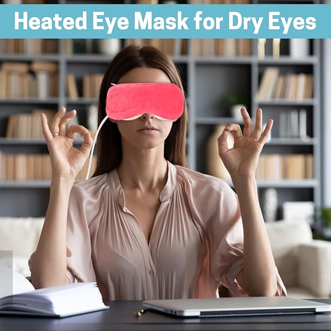 Aurya Heated Eye Mask for Dry Eyes, Warm Eye Compress Mask with Temp & Timer Setting, Eye Heating Pad for Blepharitis, MGD, Migraine, Stye, Chalazion Alleviation, Medium (8.85×3.35 in)