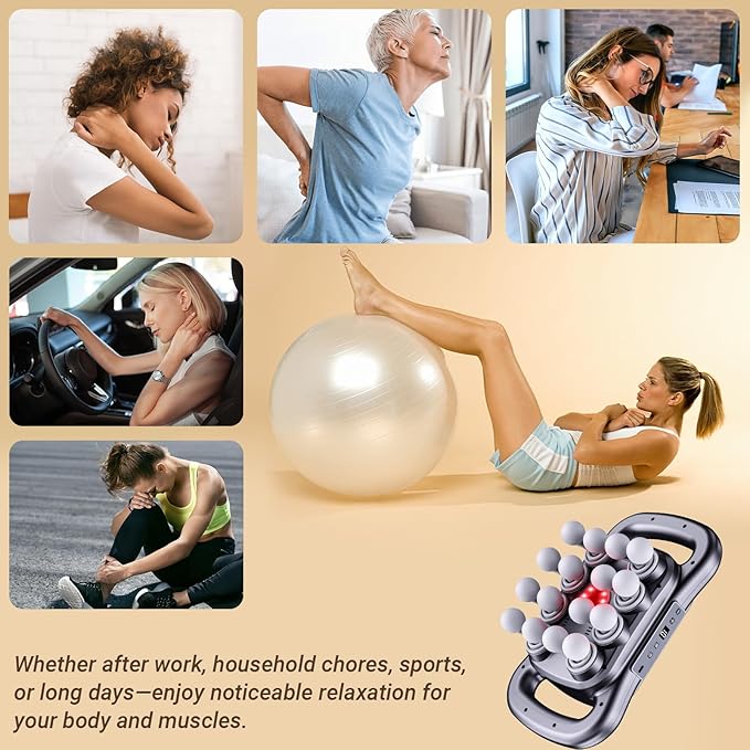 16-Head Massage Gun,2026 Upgrade Deep Tissue Percussion Massager with 9 Modes 9 Intensities, 2600mAh 6H Runtime, Quiet Muscle Tension Release Electric Massage Tools for Back, Shoulders, Legs