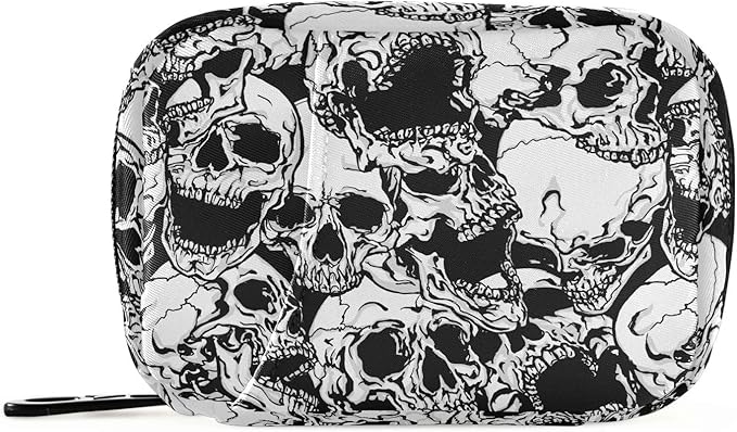 Skulls Pill Box 7 Day Pill Case Travel Pill Organizer Bag Container for Medicine with Zipper Portable Weekly Case Compact Size for Medicine, Vitamin, Supplement