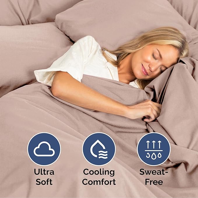 Queen Size 4 Piece Sheet Set - Extra Soft, Breathable & Cooling Sheets - Hotel Luxury Durable Bed Sheets for Women & Men - Deep Pockets, Easy-Fit & Wrinkle-Free Sheets - Dusty Pink Oeko-Tex Bed Sheets