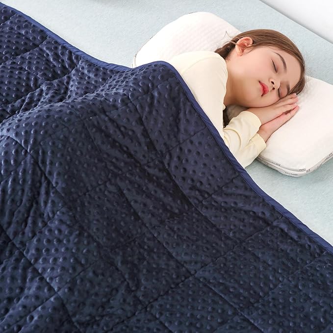 Sivio Weighted Blanket, Weighted Blankets,Soft and Cozy Cooling Heavy Blanket, Calm and Nap, School and Home, 5lbs, 36 x 48inches, Navy Blue