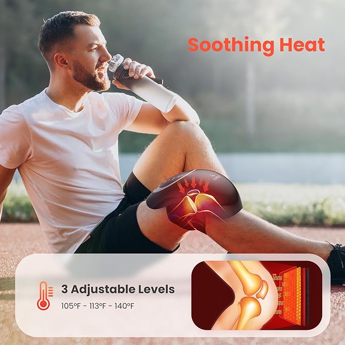 Knee Massager with Heat - Heating and Vibrating Pain Relief Knee Massager for Arthritis, Gifts for Elderly, Dad, Mom