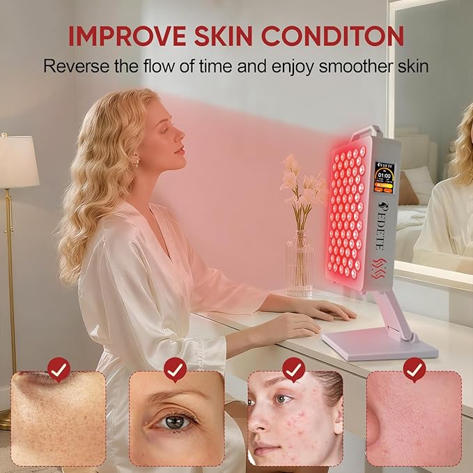 Red Light Therapy for Face & Body, 630nm 660nm 810nm 850nm and 940nm 5 Wavelengths Near Infrared Light Therapy Panel, 70 Dual Chip LEDs Red Light Therapy Device for Skin Care, Sleep, Pain Relief. T70Z