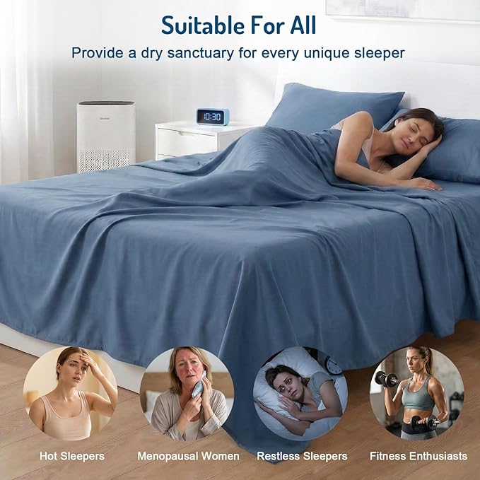 Degrees of Comfort Coolmax® Cooling Bed Sheets Twin Size for Hot Sleepers, Moisture Wicking Sheet Set for Night Sweats, Deep Pocket, Ultra Soft, Cozy for All Seasons, Teal 3 Pieces