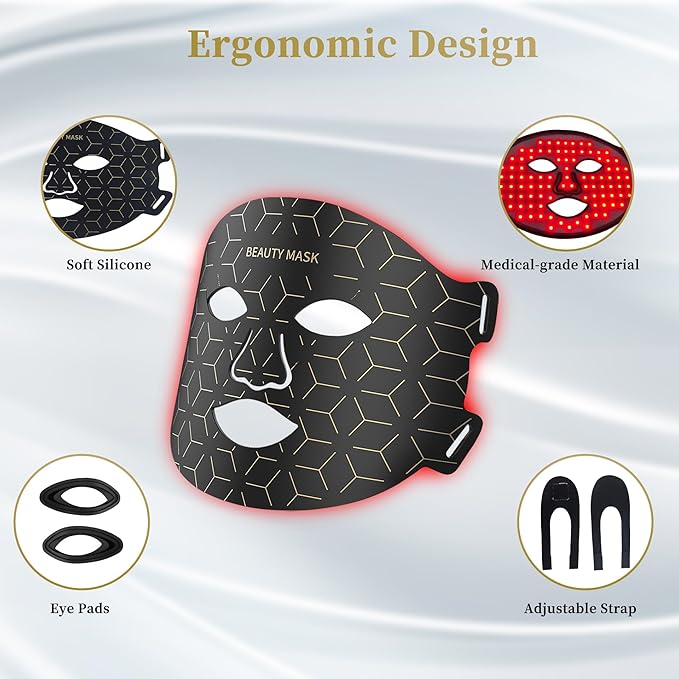 Red Light Therapy for Face & Neck, FDA-Cleared Red Light Mask with 850nm NIR, 7-1 Colors LED Light Therapy mask, Rechargeable LED Mask for Anti-Aging, Skin Firming & Radiant Glow at Home