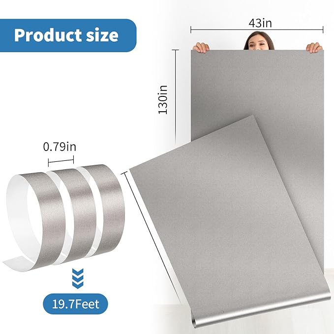 Faraday Fabric 43" x 130"+ 236" L Tape, Military Grade Faraday Cloth for Shielding RFID, EMP, EMF, EMI, 5G, WiFi, Bluetooth, GPS, Prevents Radiation and electromagnetic Interference.
