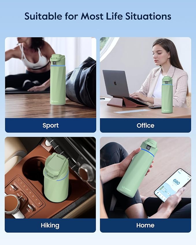 BOOST Smart Water Bottle that Reminds You to Drink, 24oz BPA-Free Stainless Steel Vacuum Insulated, Wide Mouth Water Tracker Bottle with APP for School, Gym, Office, Ideal for Mother's Day