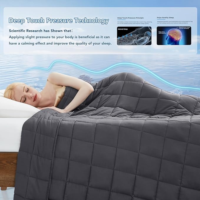 Topcee Weighted Blanket for Adults (12 lbs, 48" x 72") Twin Size Soft Cooling Heavy Blanket Sleeping, Apply to 110-130 lbs Body, Thick Breathable Blanket with Glass Bead, Easy Care