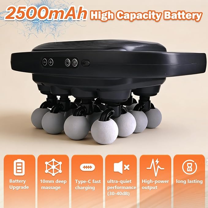 16-Head Massage Gun-Professional Deep Tissue Massager for Thighs, Arms, Waist, Back, Muscle Tension Relief, Electric Percussion Massage Gun with 3 Modes & 30-Speed Touch Screen Adjustment
