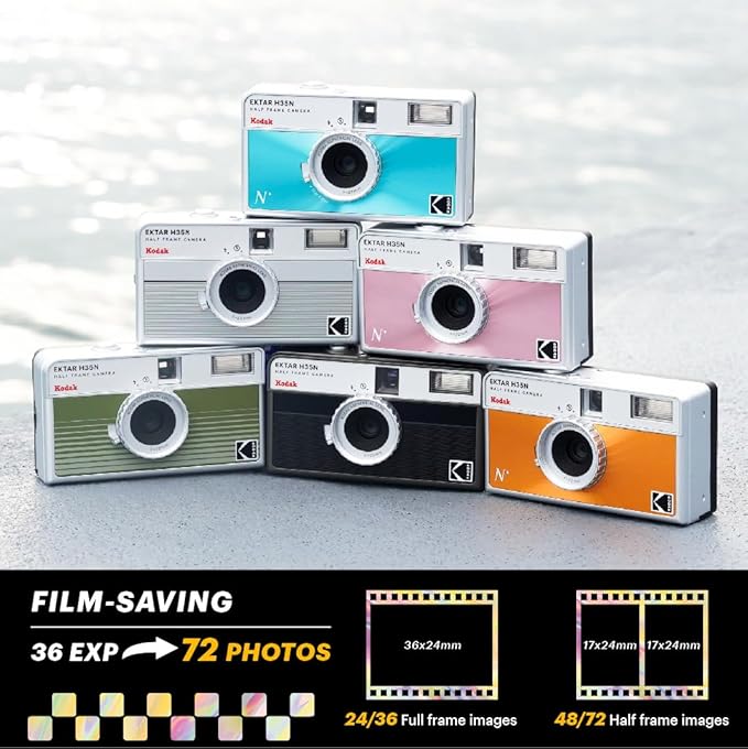 Kodak EKTAR H35N Half Frame Film Camera, 35mm, Reusable, Focus-Free, Bulb Function, Built-in Star Filter, Coated Improved Lens (Film & AAA Battery are not Included) (BT21 Edition, Single)