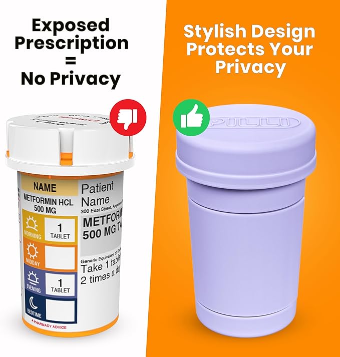 Pilli CVS Pill Bottle Decorative & Functional Cover for CVS Prescription Bottles – Prescription Pill Bottle and Cap Cover – Durable Silicone – Medication Cover – Reusable (Black)