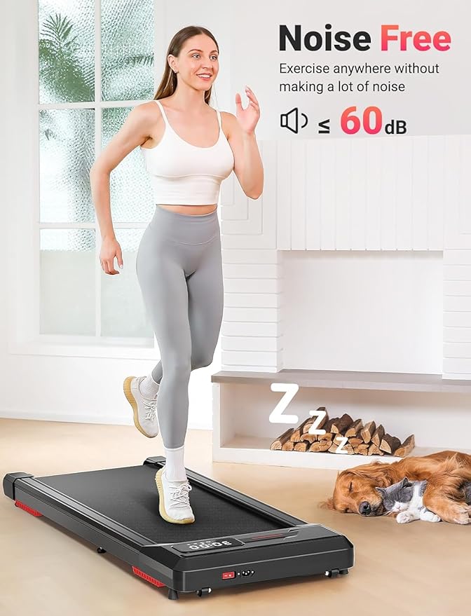 THERUN Walking Pad Under Desk, Portable Mini Treadmill for Home/Office, 2.5HP Jogging Machine with 300 lbs Weight Capacity, Remote Control, LED Display