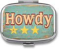 Vintage Howdy Western Pill Box 2 Compartment Portable Medicine Pill Case Travel Pill Organizer for Pocket Purse