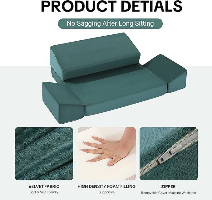 HOMBYS Large Meditation Cushion Foam Meditation Pillows for Sitting on Floor, Yoga Pillow for Adult, Meditation Mat with 2 Knee Cushions and Hip Support-3 Shapes for Different People